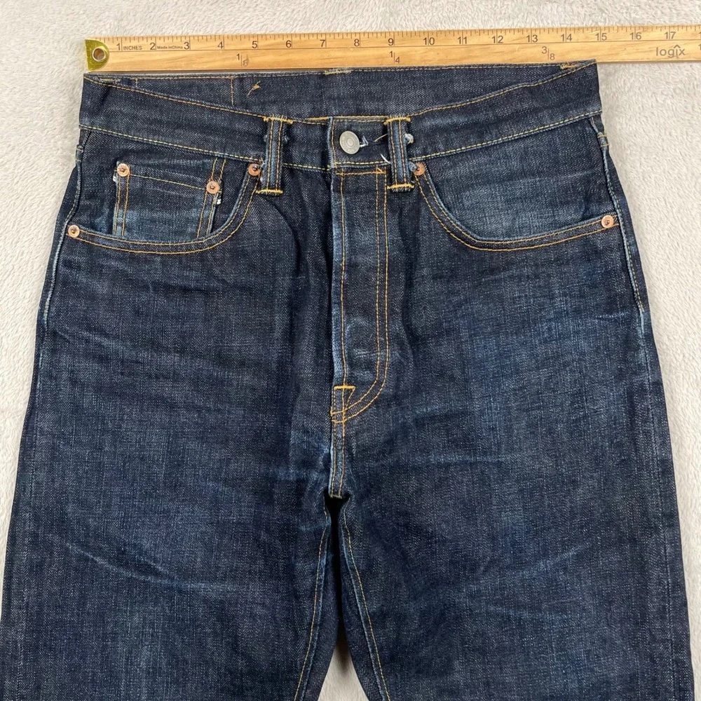 Bob Dong Selvedge Denim Jeans Mens 29x28 Straight Leg 15 Oz Blue Dark Wash